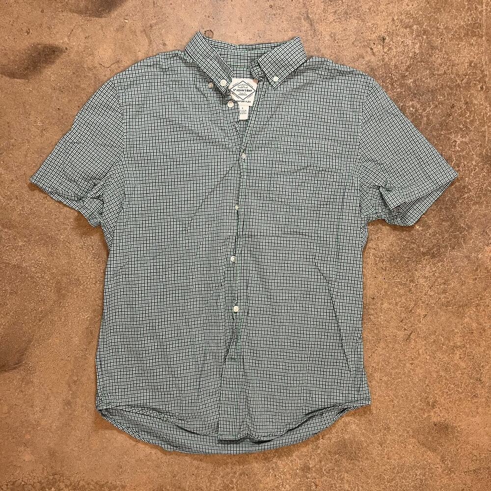 Vintage ST. JOHNS BAY Shirt Men's L Thick Cotton Flannel Blue Green Plaid Camp
